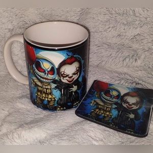 Cute Penny Wise Jake Skeleton Coffee mug and matching Neoprene Coaster set